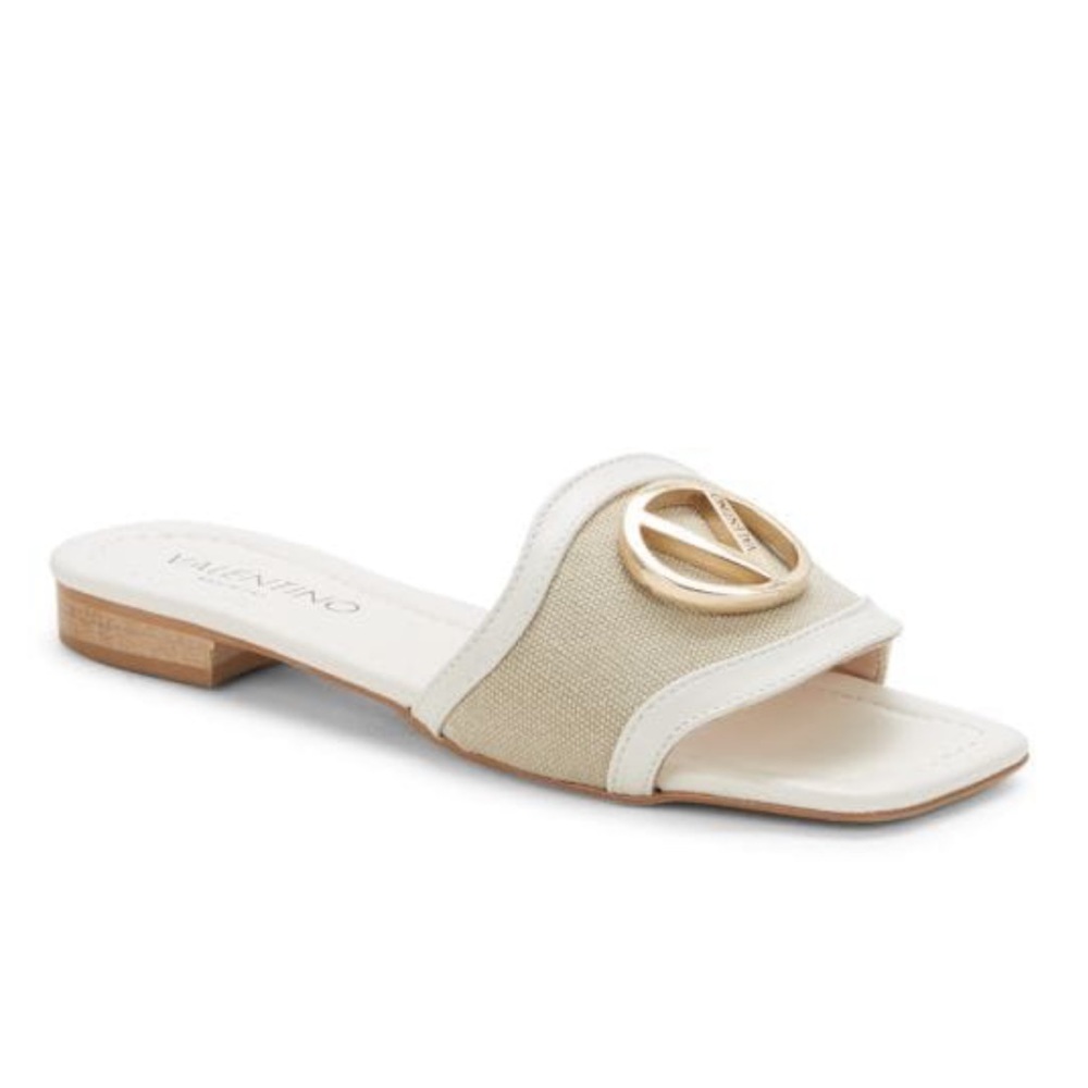 VALENTINO BY MARIO VALENTINO Arianna Leather Sandals White Beige Slipper Size 9